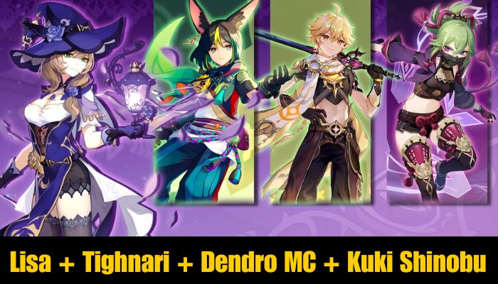 Lisa + Tighnari + Dendro MC + Kuki Shinobu