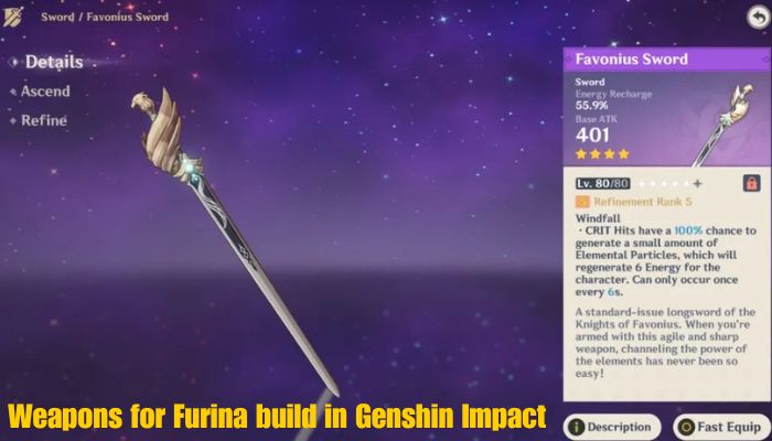 Weapons for Furina build in Genshin Impact