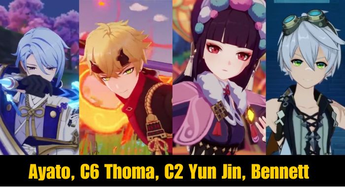 Ayato, C6 Thoma, C2 Yun Jin, Bennett