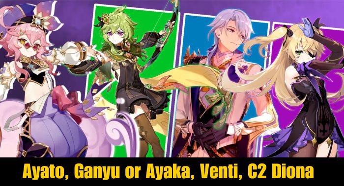 Ayato, Ganyu or Ayaka, Venti, C2 Diona