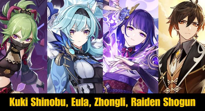 Kuki Shinobu, Eula, Zhongli, Raiden Shogun