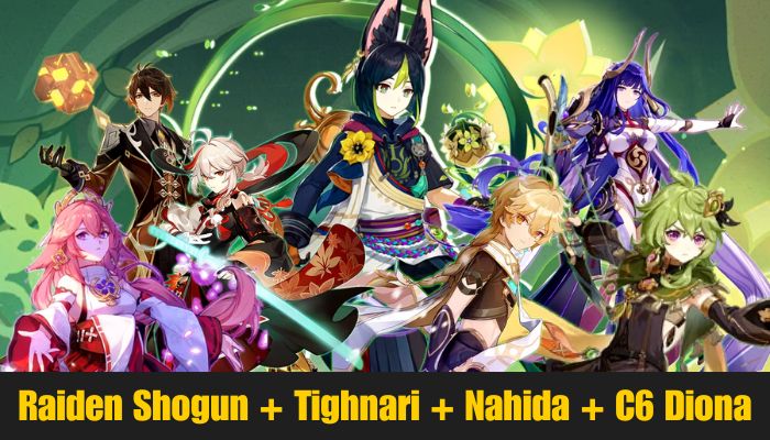 Raiden Shogun + Tighnari + Nahida + C6 Diona